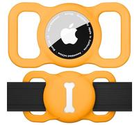 Airtag Étuis Collier pour Chien,Pet Silicone Housse de Protection pour Apple Airtag GPS Finder Étui de Protection Étanche Anti-Perte,Porte-clés airTag pour Collier de Chien et Chat (Orange)