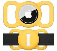 Airtag Étuis Collier pour Chien,Pet Silicone Housse de Protection pour Apple Airtag GPS Finder Étui de Protection Étanche Anti-Perte,Porte-clés airTag pour Collier de Chien et Chat (Jaune)