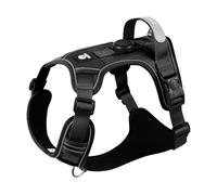 AirTag Harnais anti-traction pour chien avec support AirTag - Gilet réfléchissant réglable PawWave pour chiens de taille moyenne et grande (noir, taille M)