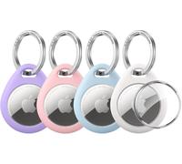 Airtag Key Ring [Pack Of 4] Protective Case For Airtags 2021 With Circle [With Ttransparent Tpu Cover] [Anti-Lost & Anti-Fall & Anti-Scratch] For Keys/Bags/Cat/Dog.[K42]