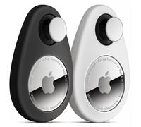 Airtag Lot de 2 Coques de Suivi GPS Anti-Retrait pour Enfants, Personnes âgées, Animaux domestiques, Sac à Dos, Bagages (Noir, Blanc)
