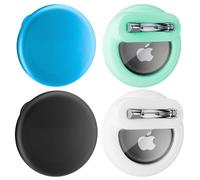 AirTag Lot de 4 coques cachées pour Apple, support Airtag en silicone avec épingle de sécurité invisible anti-perte, pour vêtements d'enfants, personnes âgées, sacs à dos, bagages (noir, blanc, bleu