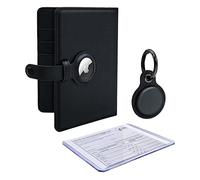AirTag Portefeuille de Voyage avec étui de Support et Porte-clé pour Bagages avec Protecteur de Carte de vaccin pour Homme et Femme, Noir, étui de Passeport Airtag avec Porte-clés Airtag et