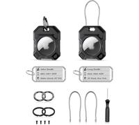 Airtag Protective Case With Keyrings,Cable And Tags,For Suitcase,Pet Collar,Car Keys,Electric Car,Luggage Bag,Airtag Holder Black 2pcs