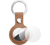Airtag Pu Leather Protective Case,Airtag Key Ring Case,Anti-Fall And Anti-Scratch Portable Key Finder For Keys,Children,Pets (Airtag Not Included) (Brown)