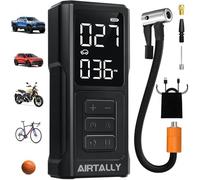 AIRTALLY i7 Compresseur d'air portable - 150 PSI Gonflage rapide Pompe à air portable pour pneus de voiture/vélo/basket-ball, avec grand écran LED, dégonfleur de pneu, manomètre et arrêt automatique