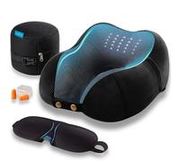 AIRTH® Oreiller de Voyage Premium à Mémoire de Forme - Tour de Cou Ergonomique avec Housse Lavable pour Un Confort Ultime - Doux & Compact - INCL. Masque de Sommeil et Bouchons d'oreilles