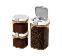 Airtight Coffee Canisters 3-Pack Stackable Amber Plastic