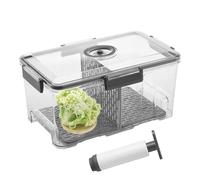 Airtight Food Storage - Vacuum Food Containers With Pump | 35x22x17.5cm Transparent Timer Storage Container | Microwave Safe Containers With Divider & Lid For Marinate Fish, Meal Prep, Freezer