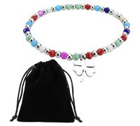 AIRTILY 1 Morceau De Bracelet Perlé Coloré, 1 Morceau De Sac De Rangement Noir, Bracelet Boho, Bracelet Élé, Accessoires pour Femmes.