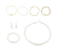 AIRTILY 4 Bracelets De Perles Dorées, 3 Ensembles De Bijoux en Perles, Bracelets en Forme d'amour, Bracelets De Mariage De Fête, Accessoires De Costume De Bal, Cadeaux pour Amis Et Copines, Bijoux.