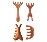 AIRTILY 4 Morceaux De Peigne en Bois, Peigne De Massage du Cuir Chevelu, Outils De Massage Manuel, Fournitures De Soins du Cuir Chevelu.