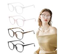 AIRTILY 4 Morceaux De Verres À Cadre Rond À La Mode, Lunettes Légères Anti-Bleus, Accessoires De Lecture D'Ordinateur, Accessoires Classiques Et Polyvalents.