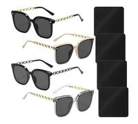 AIRTILY 4 Pièces De Lunettes De Soleil À Grande Monture Et 4 Verres En Tissu, Lunettes De Soleil Tendance Rétro, Lunettes De Protection Uv, Accessoires Tendance Vacances.