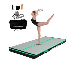 AirTrack Nordic Carbon Air Track Tumble Track 3-8m avec pompe à air électrique, tapis de gymnastique gonflable pour la maison - 1.5m Wide and 15cm Thick, Tumbling Mat (10ft, Mint)