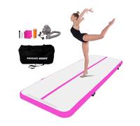 AirTrack Nordic Tapis de gymnastique gonflable standard de 3 m à 8 m avec pompe à air électrique, idéal pour la gymnastique, le yoga - Durable et facile à transporter (rose, 6)