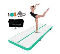 Airtrack Nordic Tapis de gymnastique gonflable standard de 4 m à 6 m avec pompe à air électrique, idéal pour la gymnastique, le yoga - Durable et facile à transporter (menthe, 5)