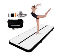 AirTrack Nordic Tapis de gymnastique gonflable standard de 4 m à 6 m avec pompe à air électrique, idéal pour la gymnastique, le yoga - Durable et facile à transporter (black, 4)