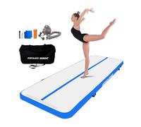 AirTrack Nordic Tapis de gymnastique gonflable standard de 4 m à 6 m avec pompe à air électrique, idéal pour la gymnastique, le yoga - Durable et facile à transporter (bleu, 6)