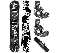 Airtracks Freeride Freestyle Kit de snowboard pour homme - Refractions Game Wide Snowboard 168 - Fixation souple Master XL - SB Bag