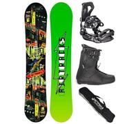 Airtracks Kit de snowboard pour homme Wide Fun City Freestyle Freeride 160 - Fixation Master - Bottes souples Master QL 45 - SB Bag