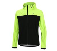 Airtracks Pro Line Veste de pluie de vélo pour homme avec capuche - Veste de cyclisme - Veste de course - Imperméable - Coupe-vent - Respirant - Réflecteurs, Noir fluo., 3XL