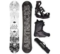 AIRTRACKS Snowboard Set Pack Planche Akasha Wide Hybrid Rocker 159 - Fixations Master - Chaussures Strong ATOP 44 - SB Bag
