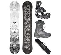 AIRTRACKS Snowboard Set Pack Planche Akasha Wide Hybrid Rocker 162 - Fixations Master - Chaussures Master Pro Dual ATOP 42 - SB Bag