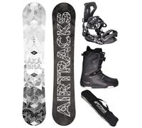 AIRTRACKS Snowboard Set Pack Planche Akasha Wide Hybrid Rocker 162 - Fixations Master - Chaussures Strong ATOP 44 - SB Bag