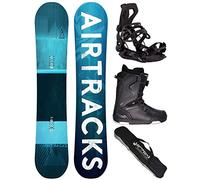AIRTRACKS Snowboard Set Pack Planche Blue Drifter Wide Hybrid Rocker 150 + Fixations Master + Chaussures Strong ATOP 43 + SB Bag