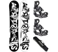AIRTRACKS Snowboard Set Pack Planche BWF Extra Wide 155 - Fixations Master XL - SB Bag