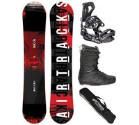 AIRTRACKS Snowboard Set Pack Planche Eight Wide Hybrid Rocker 155 - Fixations Master - Chaussures Star Black 43 - SB Bag