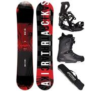 AIRTRACKS Snowboard Set Pack Planche Eight Wide Hybrid Rocker 160 - Fixations Master - Chaussures Strong ATOP 45 - SB Bag