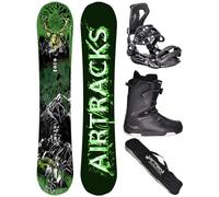 AIRTRACKS Snowboard Set Pack Planche Forest King Carbon Wide Hybrid Rocker 153 - Fixations Master - Chaussures Strong ATOP 41 - SB Bag