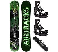 AIRTRACKS Snowboard Set/Pack/Planche Forest King Carbon Wide Hybrid Rocker 156 - Fixations Master L - SB Bag