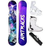 AIRTRACKS Snowboard Set Pack Planche High M Hybrid Rocker 155 + Fixations Master + Chaussures Master W QL 41 + SB Bag