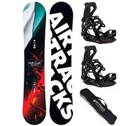 AIRTRACKS Snowboard Set Pack Planche North South Four Camber Wide 157 - Fixations Master L - SB Bag