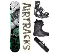 AIRTRACKS Snowboard Set Pack Planche Steezy Wide Hybrid Rocker 150 - Fixations Master - Chaussures Star Black 40 - SB Bag