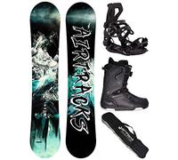 AIRTRACKS Snowboard Set Pack Planche Under Zero Rocker Wide 156 - Fixations Master - Chaussures Strong ATOP 45 - SB Bag