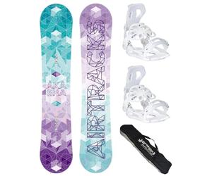 AIRTRACKS Snowboard Set - Planche Akasha Lady 150 - Fixations Master FASTEC W S - SB Sac/Neuf