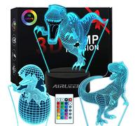 AIRUEEK Dinosaure Lampe 3D Led Veilleuse Enfant-16 Variations De Couleurs/3 ModèLes/1 TéLécommande/1 Base,Décoration Chambre Cadeau De Jouet DrôLe Pour Garçon Fille