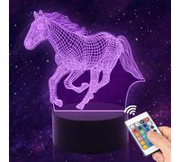 AIRUEEK Lampe Cheval, Veilleuse Enfant, 3D LED, 16 Couleurs, Télécommande, Cadeau Enfant