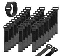 AIRUEEK Lot de 30 Serre Câble Réutilisable 20cm x 20mm avec Boucle de Fixation, Sangle Scratch Nylon pour Gestion des Câbles PC, Électroménager, Outillage et Rangement Maison - Noir