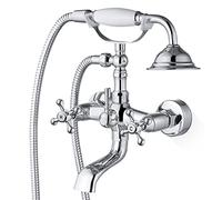 Airuida Robinet de baignoire avec pulvérisateur de douche à main pour salle de bain, robinet de baignoire à fixation murale pour mitigeur d'eau chaude et froide Style vintage Robinet de salle de bain