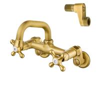 Airuida Robinet de cuisine mural en laiton antique, bec de 10 cm