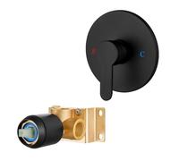 Airuida Robinet de douche rond à fonction unique noir mat - Kit de garniture de douche - Robinets de douche à montage mural - Kit de garniture de salle de bain - Mitigeur de douche à poignée unique -