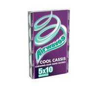 AIRWAVES - Chewing-Gum Goût Cassis - Sans Sucre - Fraîcheur Mentholée - 5 Paquets de 10 Dragées - 70g