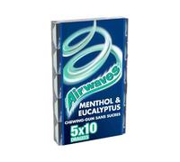 AIRWAVES - Chewing-Gum Menthol & Eucalyptus - Sans Sucres - 5 Paquets de 10 Dragées - 70g