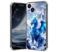 AIRWEE Coque transparente pour iPhone 15 5G 6,1", anti-rayures, fine et souple, en TPU souple, avec coussin d'air aux 4 coins, coque de téléphone transparente pour femmes et filles, dragon cool bleu