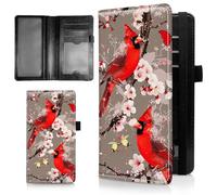 AIRWEE Couverture de chéquier fine pour femme, portefeuille de chèque en cuir synthétique avec blocage RFID avec emplacements pour cartes, porte-stylo, registre de chèques durable à deux volets et